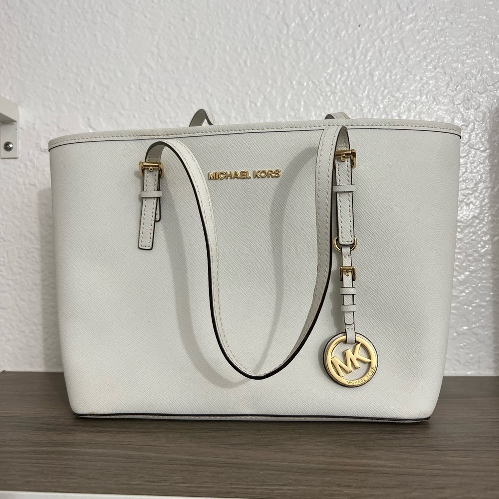 Michael Kors tote purse bag White/off white with gold color detailing